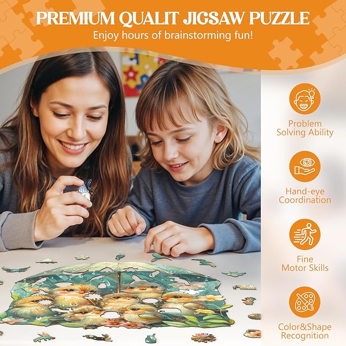 Wooden Puzzles for Adults, Bird Holding Umbrella Wooden Jigsaw Puzzles for Adults Kids, Unique Shaped Wood Puzzles Adult, Creative Birthday Gifts for Friends Family Game(11.4 * 11.1in 200pcs)