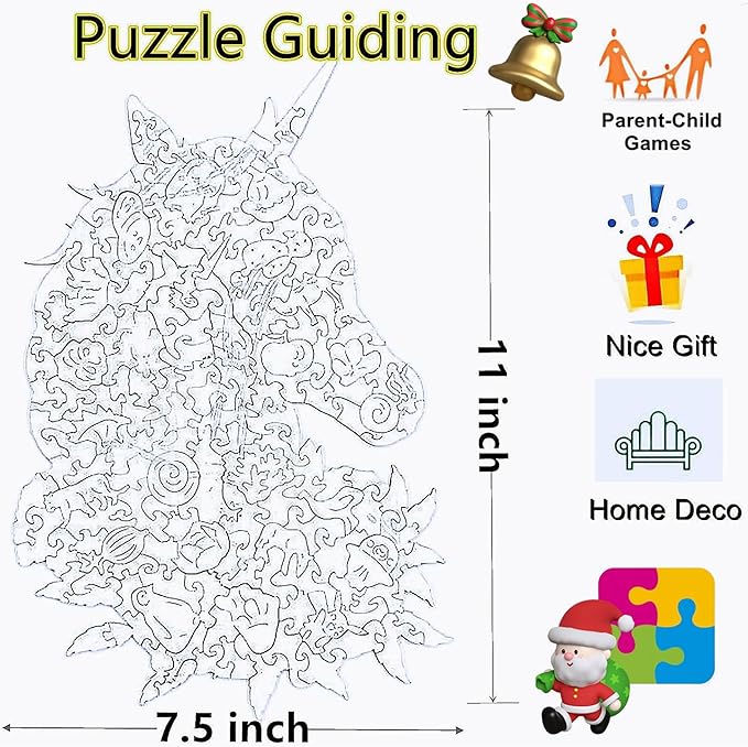 Wooden Jigsaw Puzzle for Adults,Unique Unicorn Animals Shaped Magic Jigsaw Puzzle Pieces Best Gift for Adults,Can be Used as a Cool Mouse Pad,157pcs,(11×7.5 inches) Large…