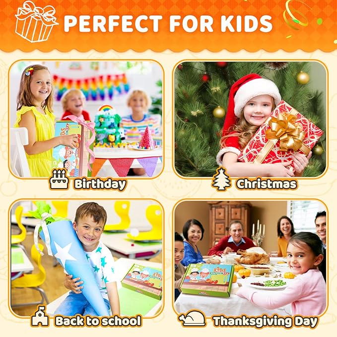 17PCS Kids Cooking Sets Real Cooking Montessori Kitchen Toys for Toddlers Kids Safe Knives for 2/3/4/5/6/7/8 Year Old