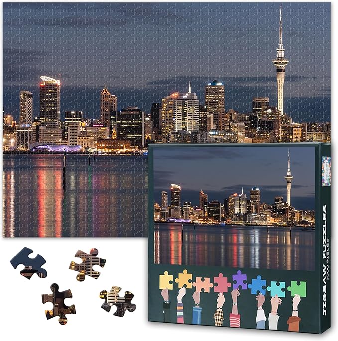 Jigsaw Puzzles 1000 Pieces for Adults, Auckland Skyline Night Falls Puzzles for Adults, Washington Cityscape Adult Challenging Puzzle 1000 Pieces, Relaxation Game for Men Women 27.5x19.7 Inch