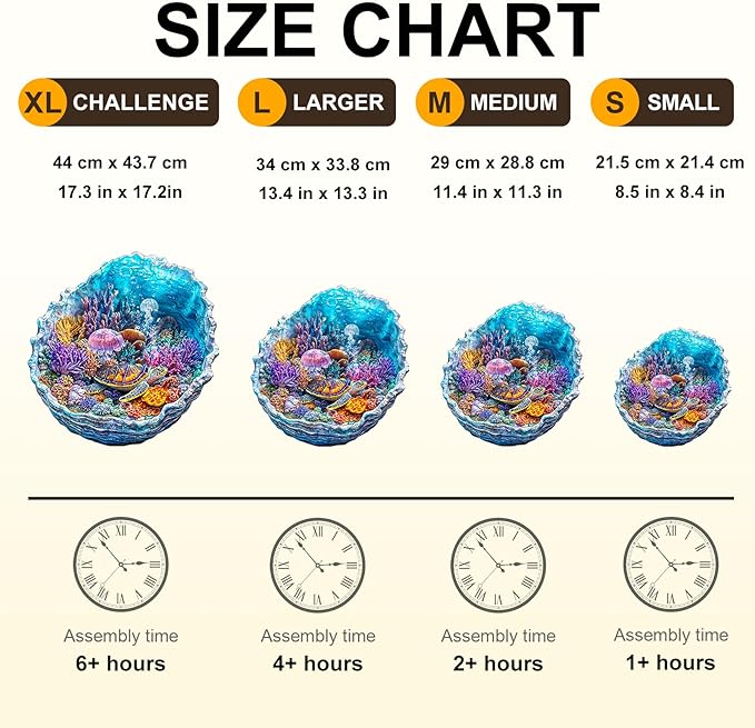 KAAYEE Wooden Puzzles for Adults, 3D Visual Effect Ocean's Embrace Turtle Wooden Jigsaw Puzzle Unique Shape Wood Puzzle Adult, 3D Effect Flat Puzzle Birthday Family Games (L-13.4 * 13.3in-265pcs)