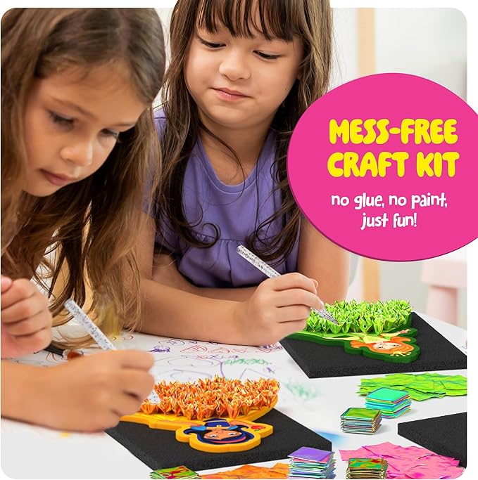 Dan&Darci Jab Jab Art Magical Princesses Kit - Gifts for 5 Year Old Girls - Arts and Crafts for Kids Ages 4-8, 4-6 - Mess-Free Craft - Birthday Gift Ideas for Girls Ages 4, 5, 6, 7, 8, 9