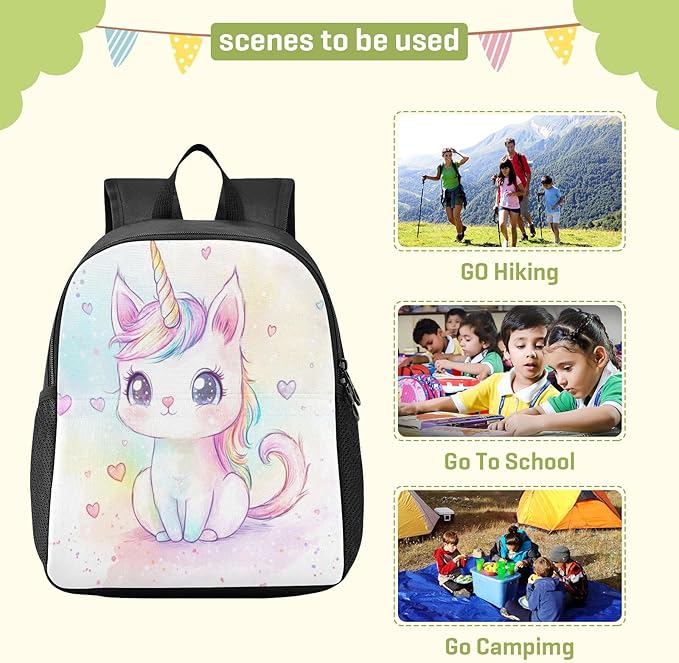 Cute Heart White Toddler Backpack for Boys Girls 3-6 Bookbag for Preschool Small Kindergarten Elementary Backpackss for Kids for Travel