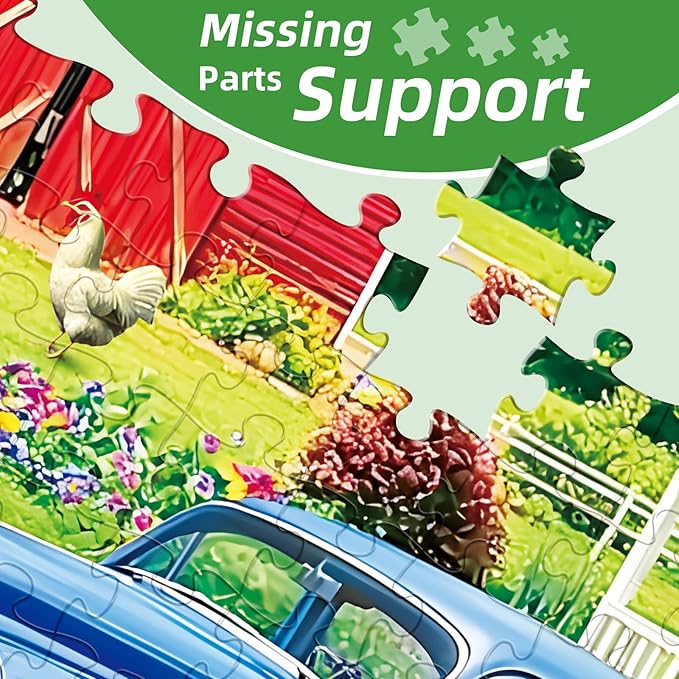 Puzzles for Adults 500 Pieces,Farm Horse Puzzle for Adult,Flowers Rooster Barn Truck Themed Jigsaw Puzzle,Country Life Puzzle for Seniors Kids,Puzzles for Family Game Nights, 20.5x15 in