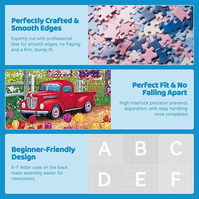 300 Piece Jigsaw Puzzle for Adults – Springtime Farmyard Delight with Quilts & Tulips– Challenging and Relaxing Puzzle for Game Nights, Gifts & Home Décor (20.5" × 15")