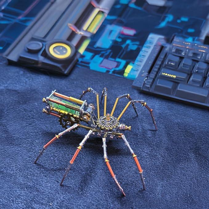 Metal Insect Bug Sculpture Steampunk Mechanical Insect Clockwork 3D Steampunk Metal Puzzle Kits for Adults (Mechanical Spider F)