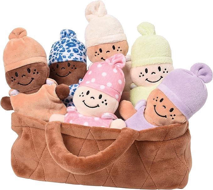 Creative Minds Basket of Babies Soft Baby Dolls, Sensory Toys, Multicultural, Diversity, Inclusion and Social Emotional Learning, Baby Toys for All Ages, Set of 6 Plush Dolls, Multicolor