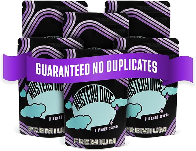 1985 Games Premium Mystery Dice, Set of 7 Polyhedral Dice, Heart Dice, Pink Dice, Suitable for Role Playing, Table Games (Premium Mystery Pack of 6)