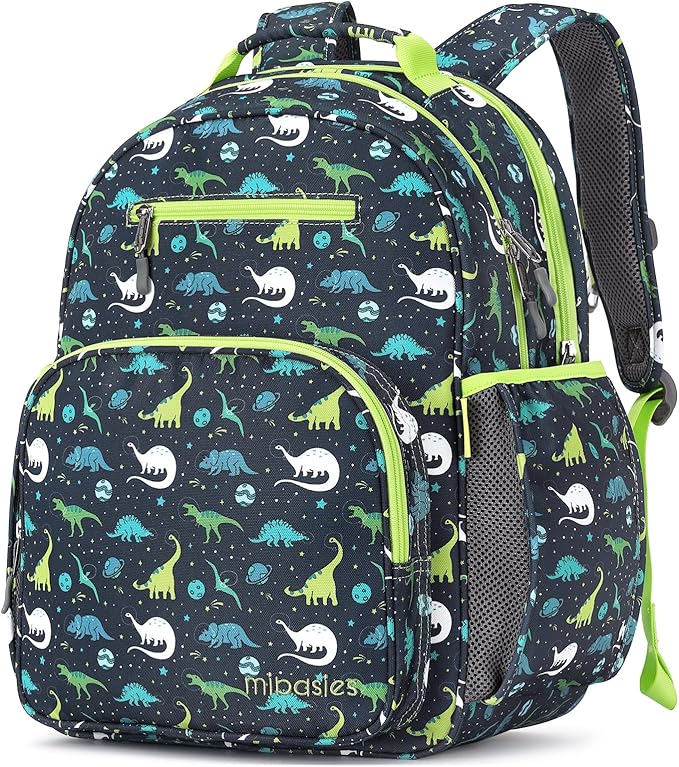 mibasies Boys Backpack: Large Kids Backpack Boys for Elementary School with Laptop Compartment - Galaxy Dinosaur