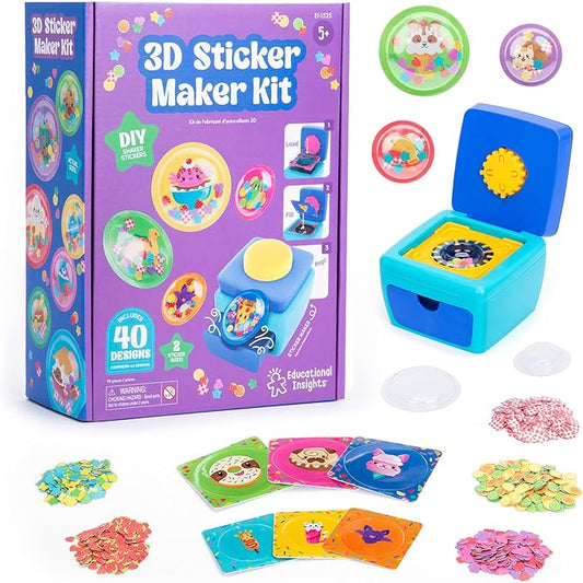 Educational Insights 3D Sticker Maker Kit - Craft Kit for Kids, Mess Free Activity, Make Your Own Sticker Machine, DIY Puffy Stickers for Kids, Creative Gifts, Boys & Girls Ages 5+