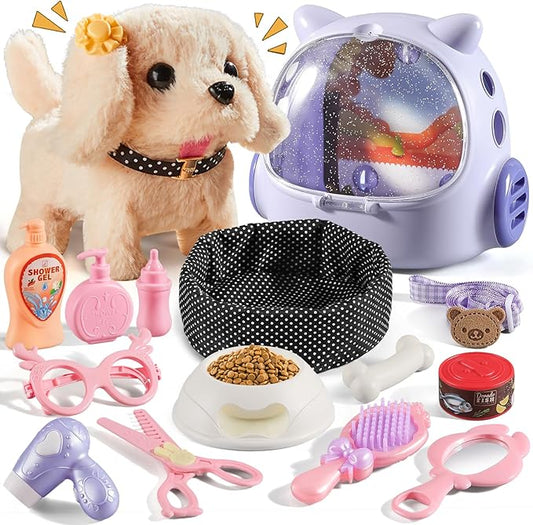 16 Pcs Robot Dog Toys for Girls, Toys for 3 4 5 6 7 8 Year Old Girls Kids Boys, Realistic Robot Puppy Toys for 5-7 6-8, Ideas Birthday Gifts for Girl 3 4 5 6 Year Old