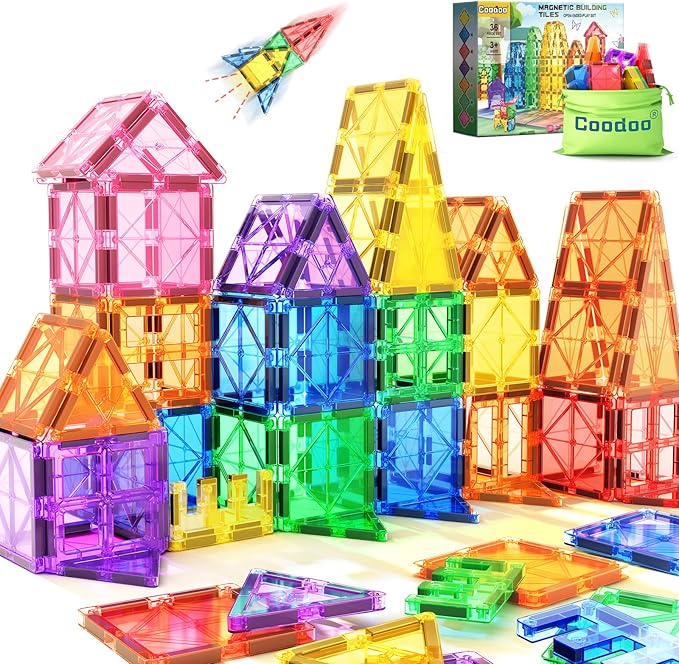 Kids Toys Magnetic Tiles Starter Set Classroom Must Haves, Magnetic Blocks for Toddlers Magnet Building Toys Preschool Montessori Learning Games for 3+ Year Old Boys & Girls