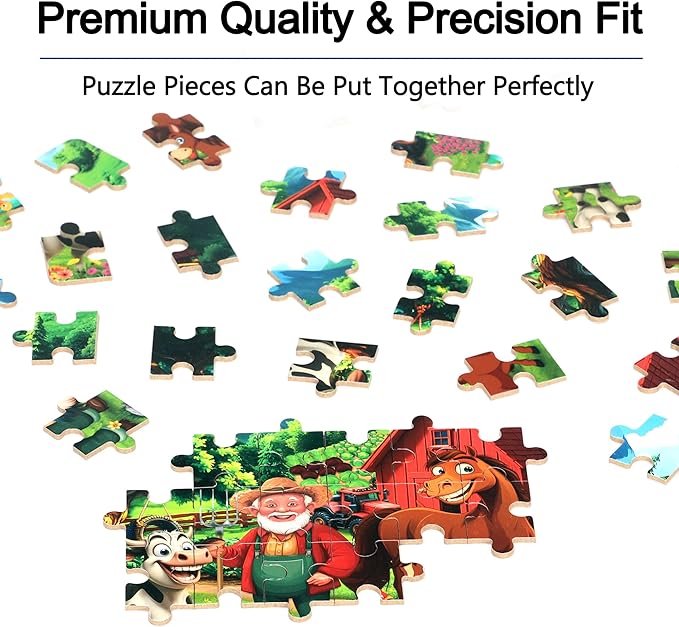 LELEMON Puzzles for Kids Ages 4-6, Farm 60 Piece Puzzles for Kids Ages 3-5 in a Metal Box, Educational Jigsaw Puzzles Childrens Puzzle Games Puzzle Toys for Girls and Boys