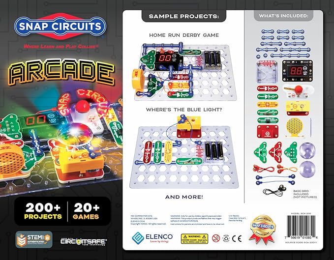 Snap Circuits “Arcade”, Electronics Exploration Kit, Stem Activities for Ages 8+, Full Color Project Manual (SCA-200)