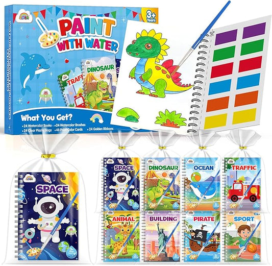 ZMLM 24 Water Coloring Books for Kids Party Favors - Bulk Mini Coloring Books for Kids Ages 4-8,Small Birthday Goodie Bag Stuffers School Teacher Return Gift Art Crafts Classroom Prizes (Boy)