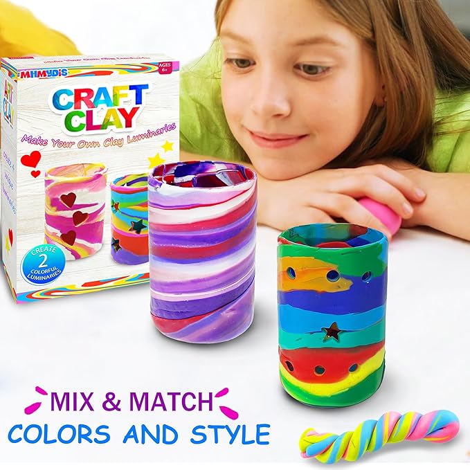 Make Your Own Clay Luminaries - Clay Lanterns Making Kit Activity for Boys Girls Age 6 7 8 9 10 11 12 Year Old and up - Arts and Crafts Kit for 8-12 Year Olds