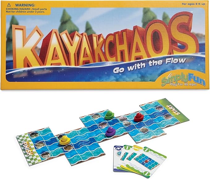 SimplyFun Kayak Chaos - Family Strategy Board Games - 2-4 Players, Ages 8 & Up - Planning & Predicting Skills - Fun River Adventure Game