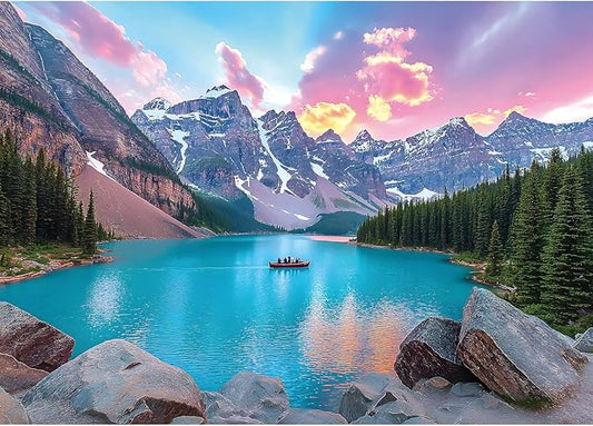 Blueforest Moraine Lake 1000 Piece Puzzle for Adults - Canadian Rockies National Park Jigsaw Puzzle, Challenging Landscape Art Gift with Poster, 27.5x19.7 Inch Wall Decor