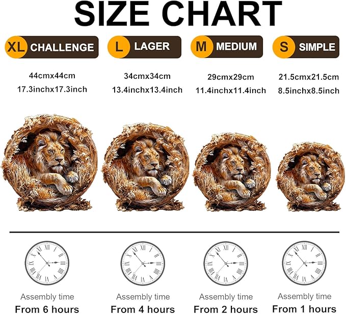 KAAYEE Wooden Puzzles for Adults, 3D Vision Effect Lion King Wooden Jigsaw Puzzles Flat 100 PCS Unique Shape Advanced Wood Puzzle Adult, Birthday Fathers Family Game (S-8.5 * 8.5 in)