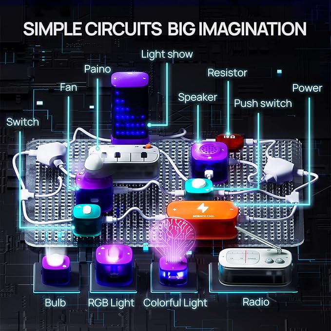 Science Can Circuits for Kids, Beginner Circuit Board Electronic Kit with 80 Experiments STEM Toys for Boys and Girls, Educational Toys Science Kits for Kids Age 8 9 10 Years Old