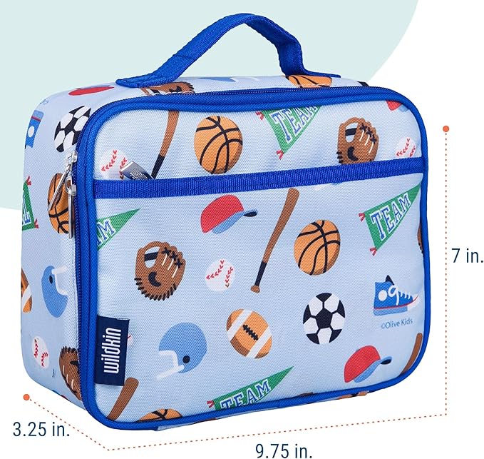 Wildkin Kids Insulated Lunch Box – Durable and Reusable for School & Travel - Game On
