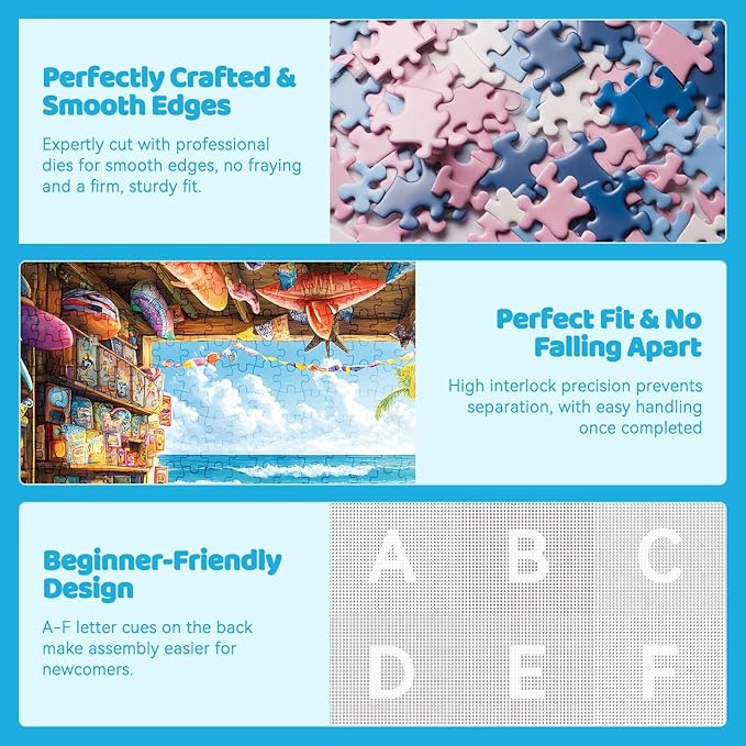 300 Piece Jigsaw Puzzle for Adults – Seaside Surf Shop Scene – Fun and Challenging Puzzle Game, Unique Beach Artwork, Gift for Adults, Home Decor, Family Entertainment (20.5" x 15")