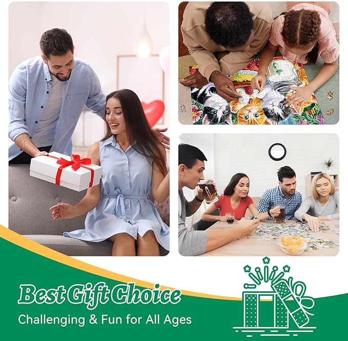 300 Piece Puzzle for Adults, Jigsaw Puzzle, Cute Kittens with Milk, Cake and Fruits, Jigsaw Puzzles 300 Pieces, Family Fun Puzzle for Adults and Kids, and Relaxing Activity (20.5" x 15")