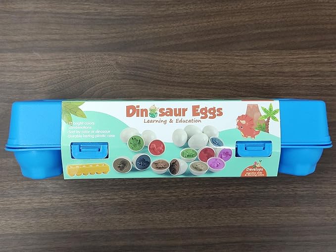 MOONTOY Dinosaur Matching Eggs for Toddlers – Easter Eggs Toy – 12PCS Educational Learning Color & Shape Recognition Montessori STEM Toy, Sorting Fine Motor Skills, Easter Gift, Easter Basket Stuffers