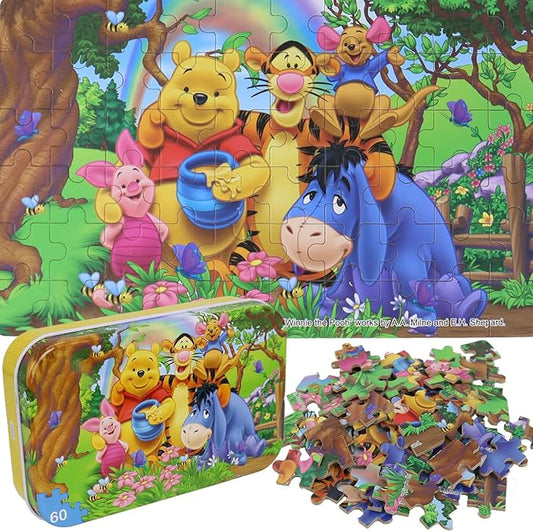 60 Piece Jigsaw Puzzles for Kids Ages 4-8 Bear Animal Party Puzzle- Family Game Reduced Pressure Toy Gift for Children (2500)