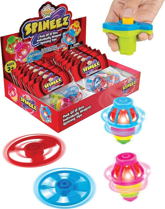 IPIDIPI TOYS Light Up Flying Saucer Spinning Tops – 12-Pack UFO Spinner Toys for Kids – Ideal Birthday Party Favors, Goodie Bag Stuffers, School Prizes, Classroom Rewards for Boys & Girls – Red