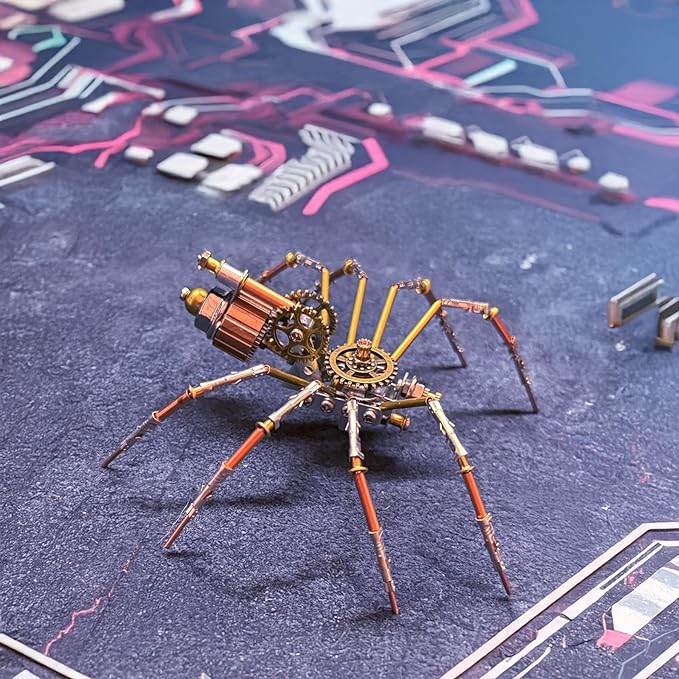 Steampunk Metal Insect Bug Mechanical Sculpture Insect Clockwork 3D Steampunk Metal Puzzle Kits for Adults (Mechanical Spider C)