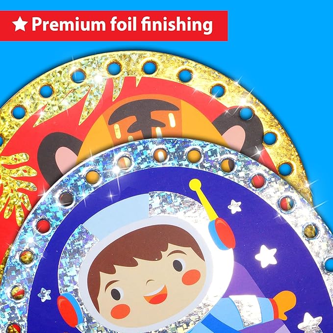 EZCRA Lacing Cards for Kids Ages 3-5 - 10 Pcs Animal and Space Theme with Colorful Laces - Craft Kit for Kids DIY Activity Set - Fine Motor Skills Toys and Preschool Learning Activities