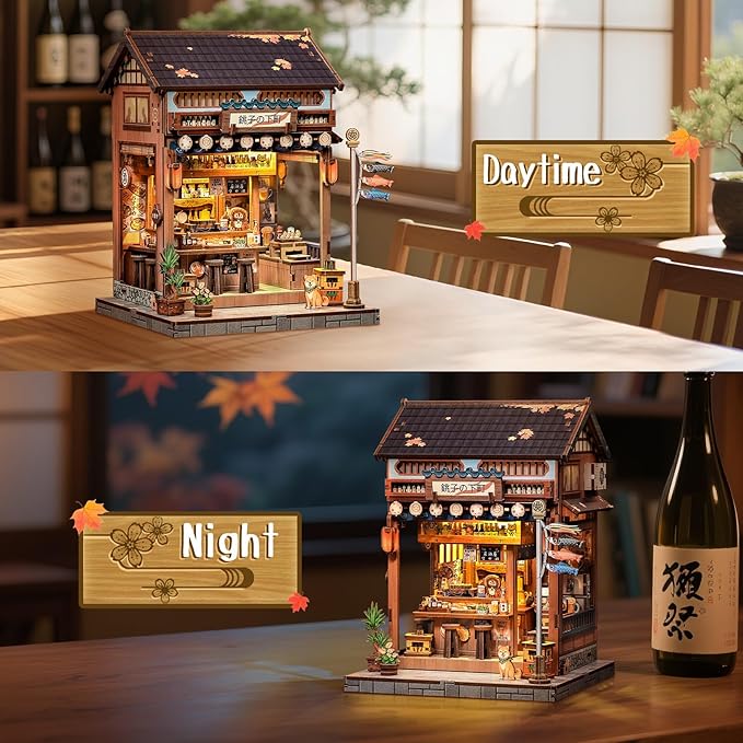 Fsolis Book Nook Kit - DIY Miniature House Kit for Adults Mini House Tiny 3D Puzzles for Bookshelf Diorama Decor Gifts for Women Teenagers Puzzle Lovers (Izaka-ya Kurosawa)