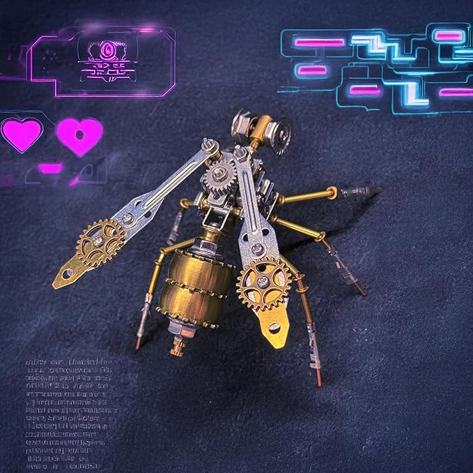 Steampunk Metal Insect Bug Mechanical Steampunk Sculpture Steampunk Mechanical Insect Clockwork 3D Steampunk Metal Puzzle Kits for Adults (Mechanical Wasp A)