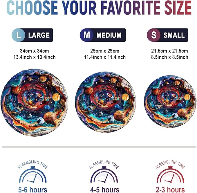 Wooden Puzzles for Adults, Unique Animal Shaped Universe Adult Puzzle, 3D Vision Wooden Jigsaw Puzzles Adult, Challenging Creative Gifts Family Games 11.4 * 11.4in 200pcs