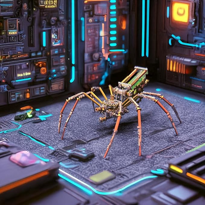 Metal Insect Bug Sculpture Steampunk Mechanical Insect Clockwork 3D Steampunk Metal Puzzle Kits for Adults (Mechanical Spider F)