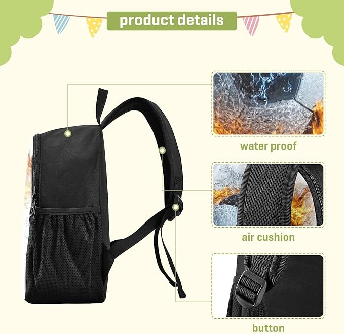 Fire Football Sports Toddler Backpack for Boys Girls 3-6 Preschool Small Backpacks Kids Mini Kindergarten Bookbag for Elementary for Travel School