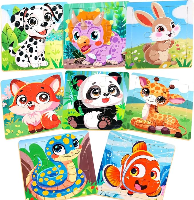 Puzzles for Toddlers 2-4, 9 Piece Animal Wooden Jigsaw Puzzles for Kids Ages 4-6 Year Old, Children Learning Educational Puzzles Toys for Boys and Girls (8 Packs)