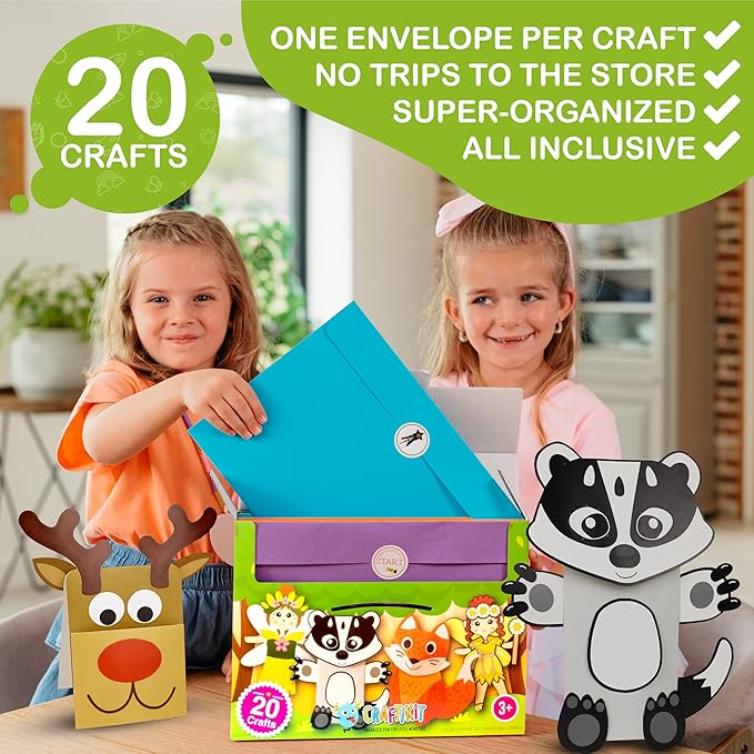 Craftikit® 20 Award-Winning Fairy Garden Crafts for Kids - 20 All-Inclusive Fun Paper Toddler Crafts, Fairy Garden Kit for Kids Ages 3-8