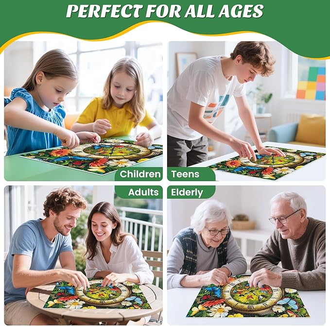 500 Pieces Puzzle for Adults,Fantasy Forest Clock Puzzle,Recycled Cardboard Flowering Time Puzzles 500 Pieces,Challenging Game Home Decor Birthday Party Gift Toy for Adults Kids Seniors 20.5 * 15 in