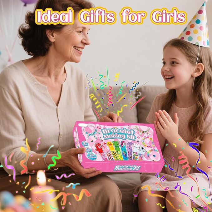 klmars Bracelet Making Party Favors for Kids,24 Bracelet Wands Crafts for Girls Ages 4-8 Years Old,Birthday Goodie Bags Christmas Gifts Classroom Prizes for Kids