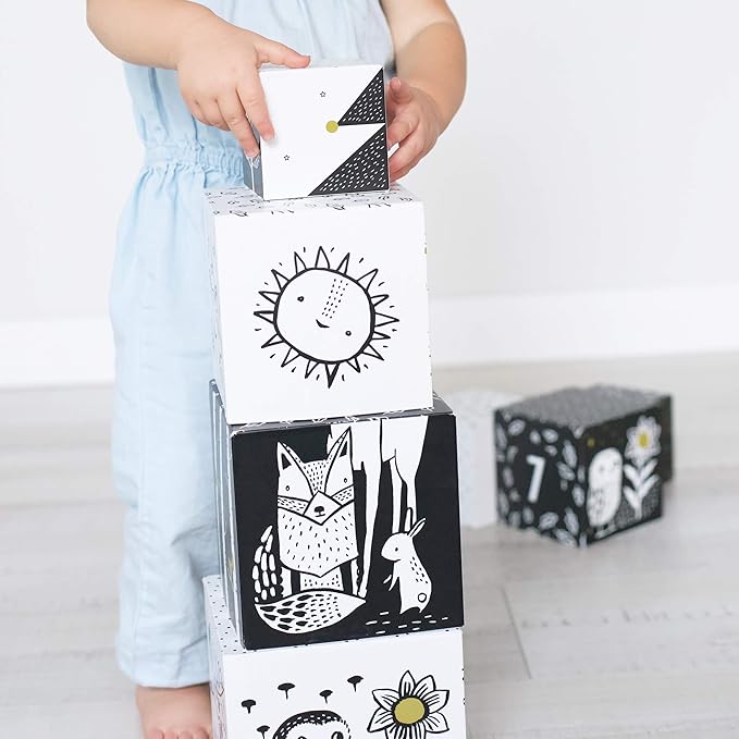 Wee Gallery Nesting Blocks, Stacking Toys for Toddlers and Kids, Educational Blocks with Numbers and Animal Illustrations for Motor Skills, Counting and Early Learning (Ages 2 & Up), Woodland Number