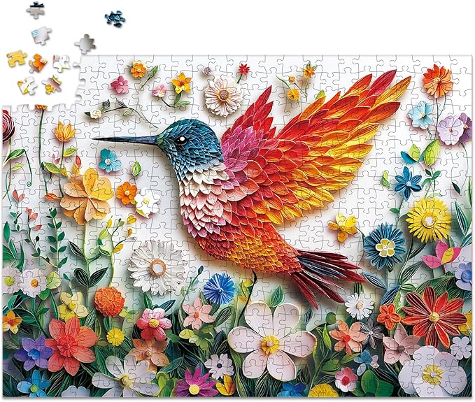 Hummingbird Dreams 500 Piece Jigsaw Puzzles for Adults and Teens and Kids Family Fun Time Challenging Flowers Colorful Toys