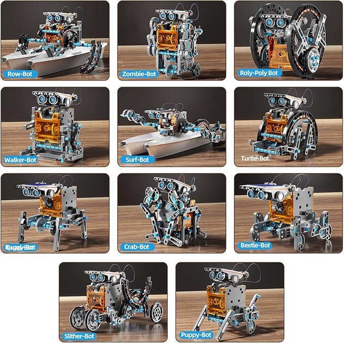 STEM Toys for Ages 8-13, Solar Powered Kits Toys Robotics for Kids Ages 8-12, Educational Building Science Experiment Kit, Boys Gifts for Kids 8 9 10 11 12 13 Years Learning Projects (Gray)