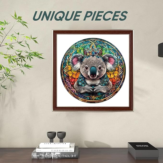 Wooden Jigsaw Puzzle, 200 Pcs Unique 3D Shape Jigsaw Puzzles, Wood Puzzle Gift Box Packing, Medium Size Letter, Creative Gift for Adults and Kids, Fun Challenging (200PCS, Koala)