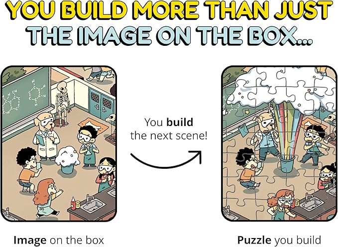 Jigsaw Puzzles 1000 Pieces - Magic Mystery Story Secret Ending Puzzle - Perfect Game Night for Adults & Kids - Cat Dog Cartoon Theme (Snack Attack)