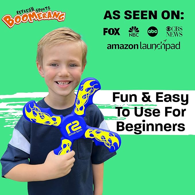 Fun Boomerang for Kids - Stocking Stuffers for Kids 8-12 - Soft & Easy to Use - Best Gifts for 6 7 8 9 10 Year Old Boys & Girls + 2025 Top Toys for Boys Age 8-12 - Fun Outdoor Toy for Boy Gift Ideas
