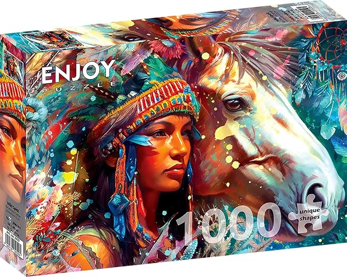 Woman and Horse Spiritual Illustration – 1000 Pieces Jigsaw Puzzle for Adults – Matte Finish, Soft Touch, Easy to Assemble, Tight Fit, Vivid Colors, Missing Pieces Service