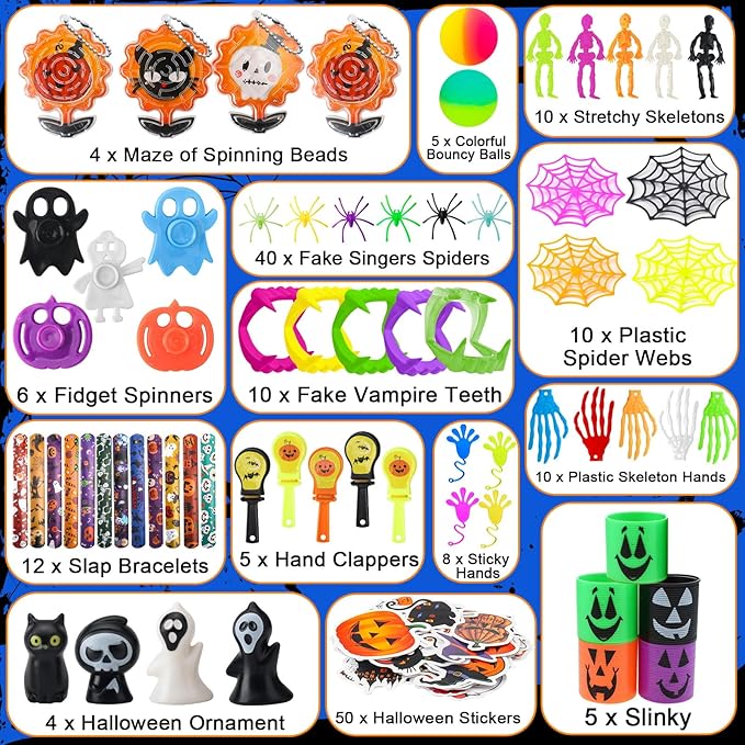 380PCS+ Halloween Party Favors for Kids - Halloween Toys Bulk for Goodie Bag Stuffers, Trick or Treat and Classroom Prizes, Fidget Toys Bulk for Boys Girls