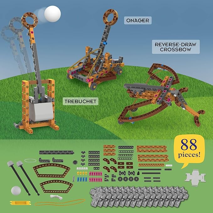 Thames & Kosmos Catapult Engineering STEM Maker Kit, Build 6 Models of Unique Medieval Machines, Explore Mechanical Physics, Includes Safe Foam Balls & Soft-Tipped Projectiles, Suitable for Ages 8+